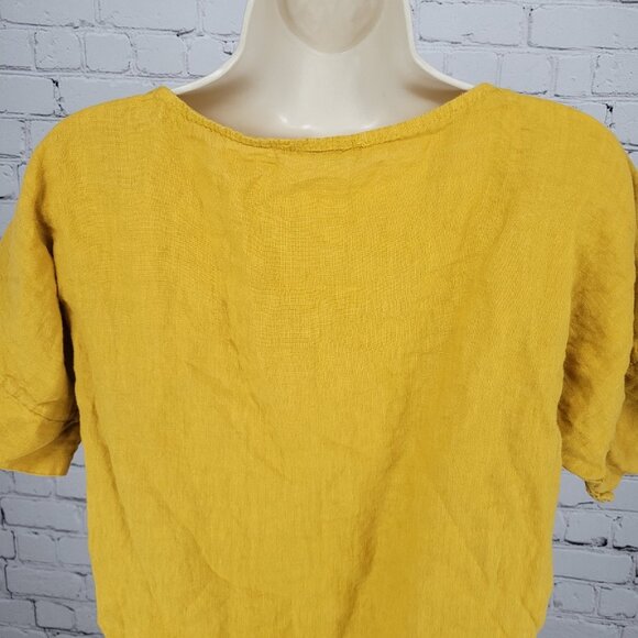 Francesca Bettini Yellow Lightweight Short Sleeve Pockets Top Italy Large L - Picture 6 of 10